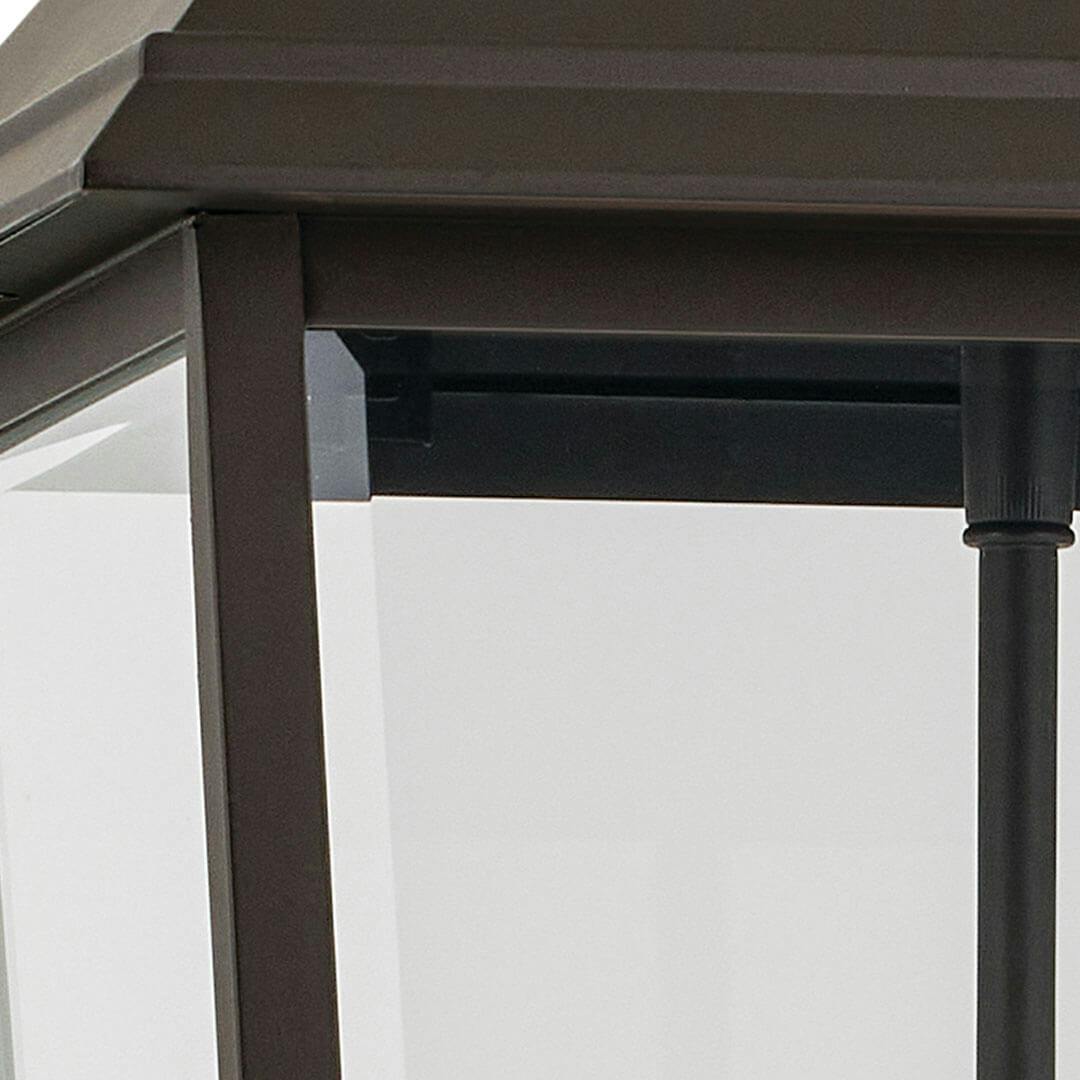 Close up of the Mathus 22" 2 Light Outdoor Pendant with Clear Glass in Olde Bronze on a white background