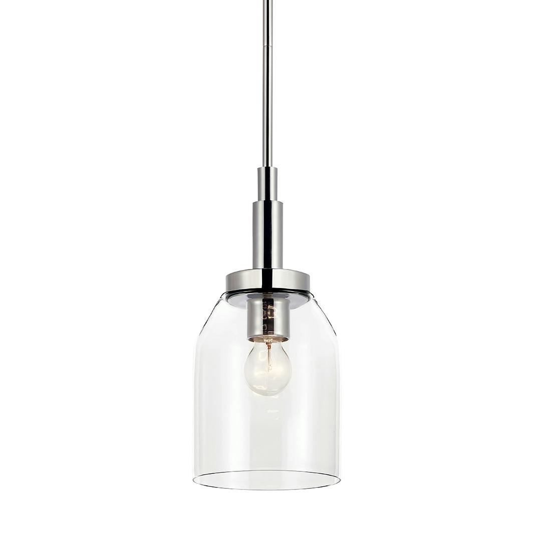 The Madden 15 Inch 1 Light Mini Pendant with Clear Glass in Chrome on a white background