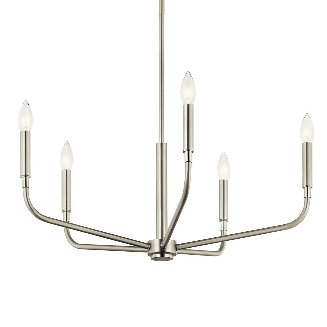 The Madden 26 Inch 5 Light Chandelier in Brushed Nickel on a white background