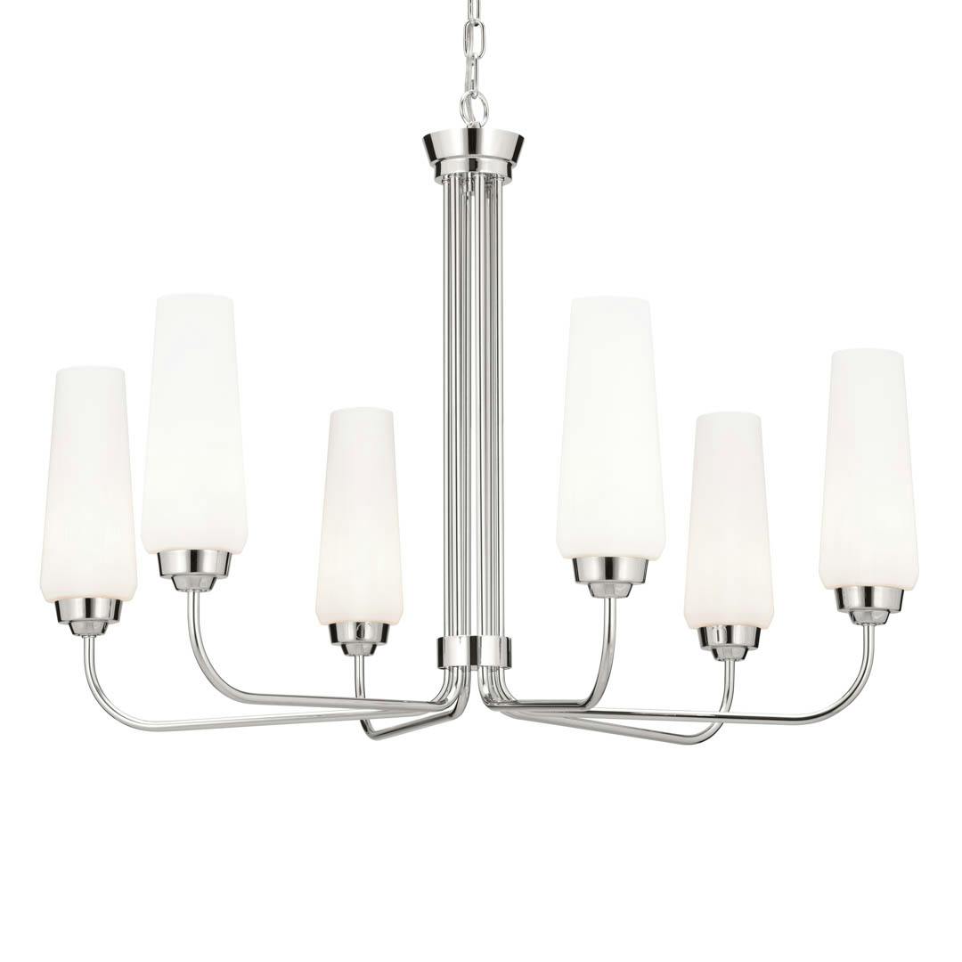 Truby 6 Light Chandelier Polished Nickel on a white background
