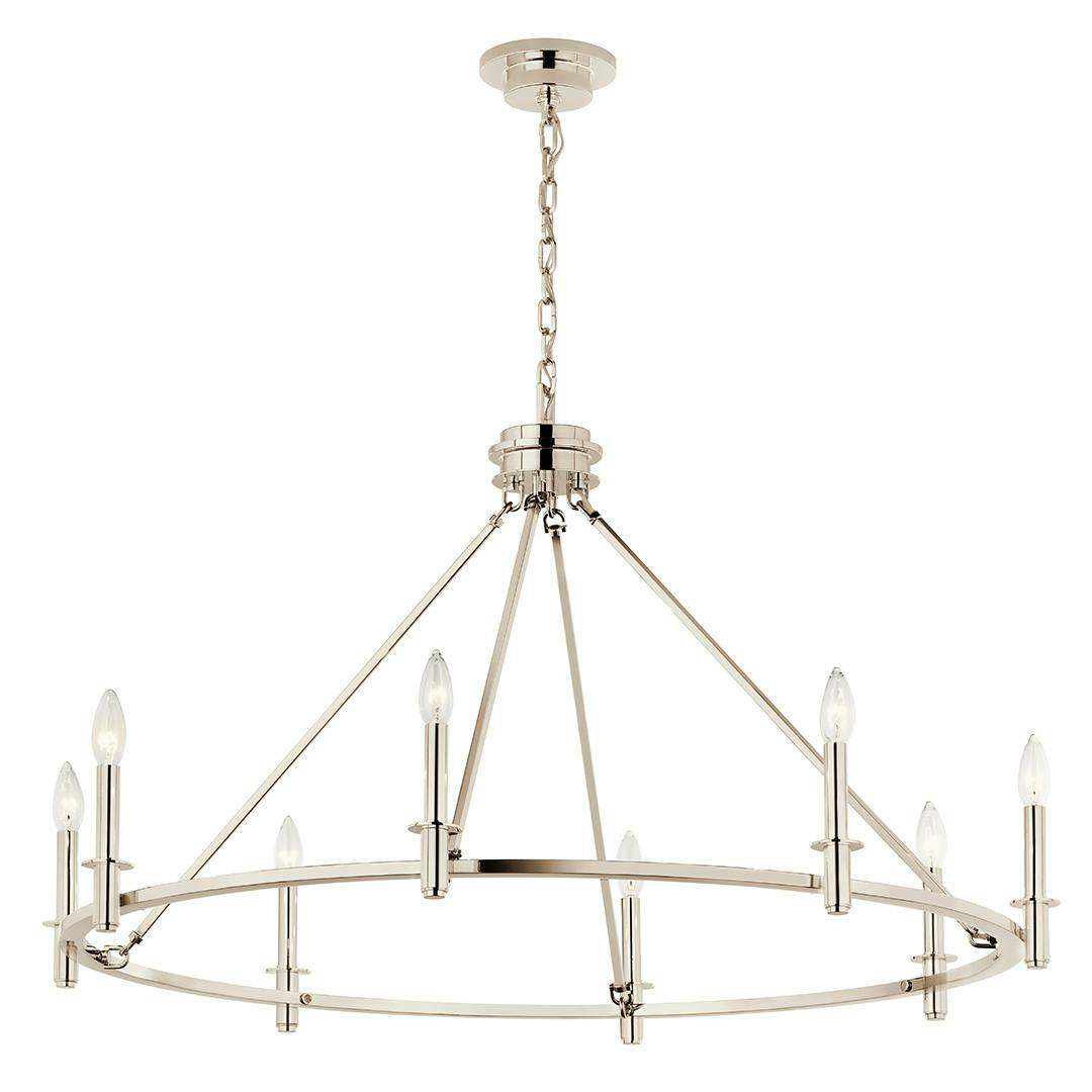 The Carrick 40.75 Inch 8 Light Chandelier in Polished Nickel on a white background