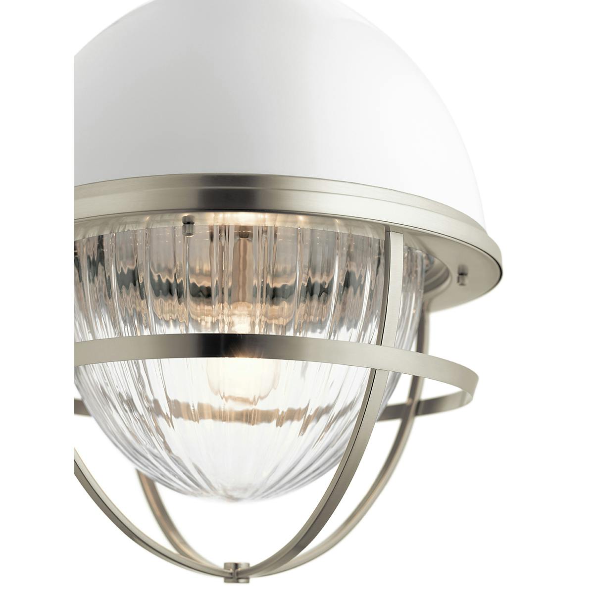 Close up view of the Tollis 23.75" Foyer Pendant Nickel on a white background