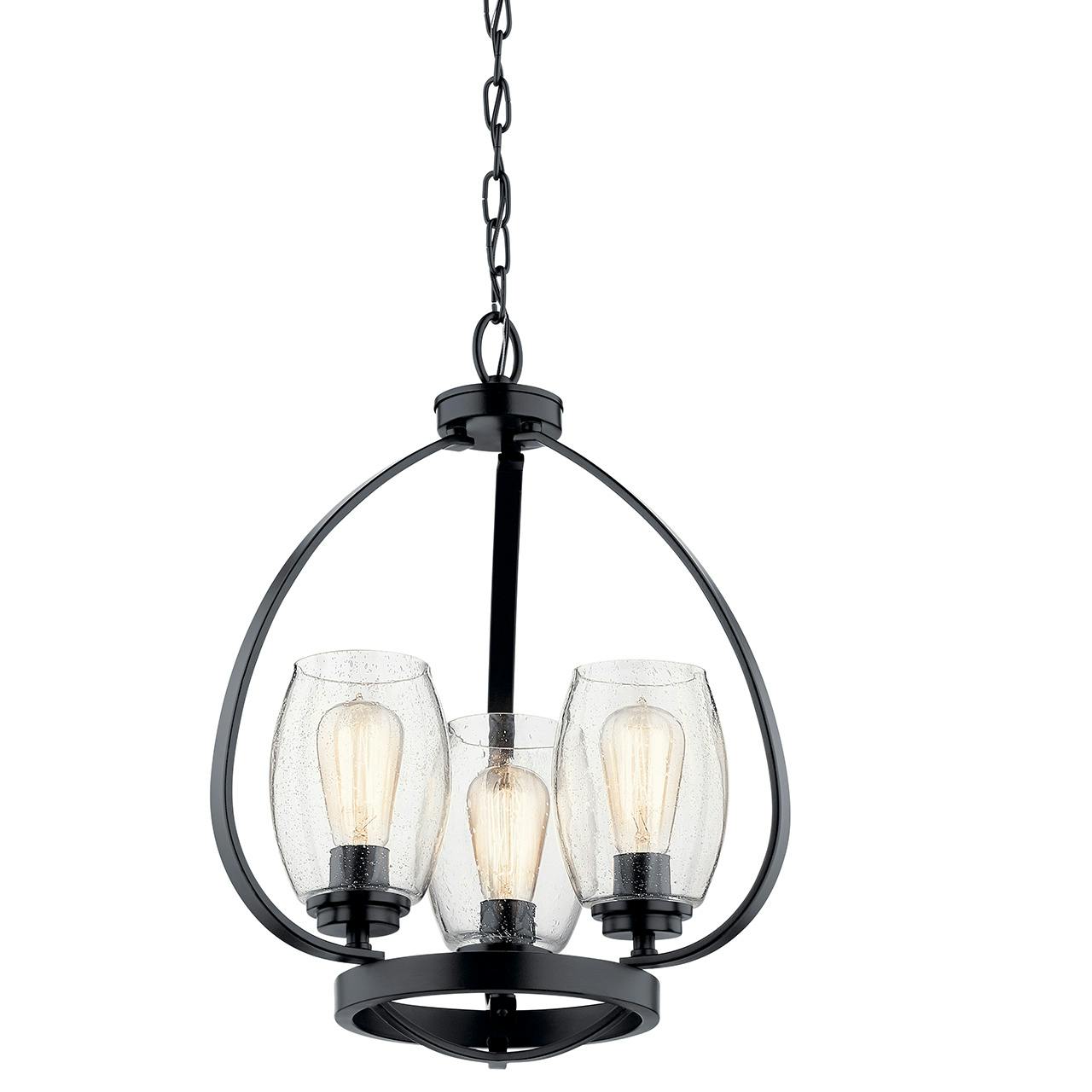 Tuscany 21" 3 Light Mini Chandelier Black without the canopy on a white background