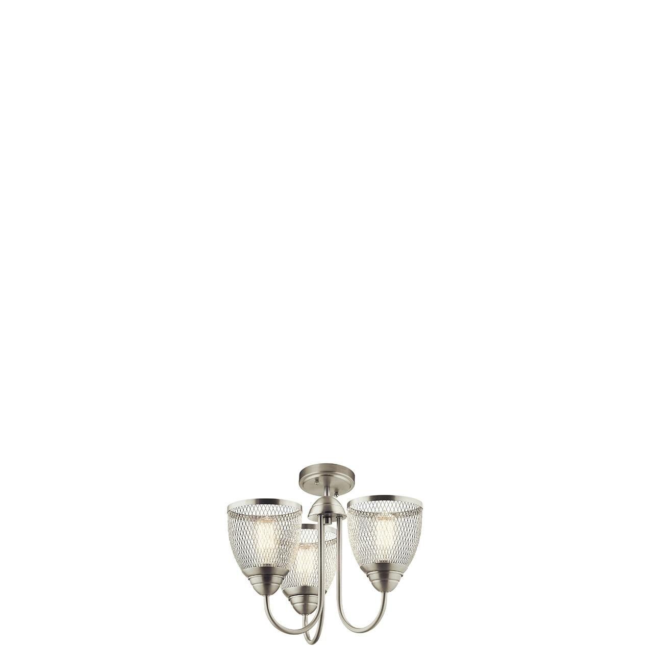 Voclain 13" Convertible Chandelier Nickel shown as a semi-flush on a white background