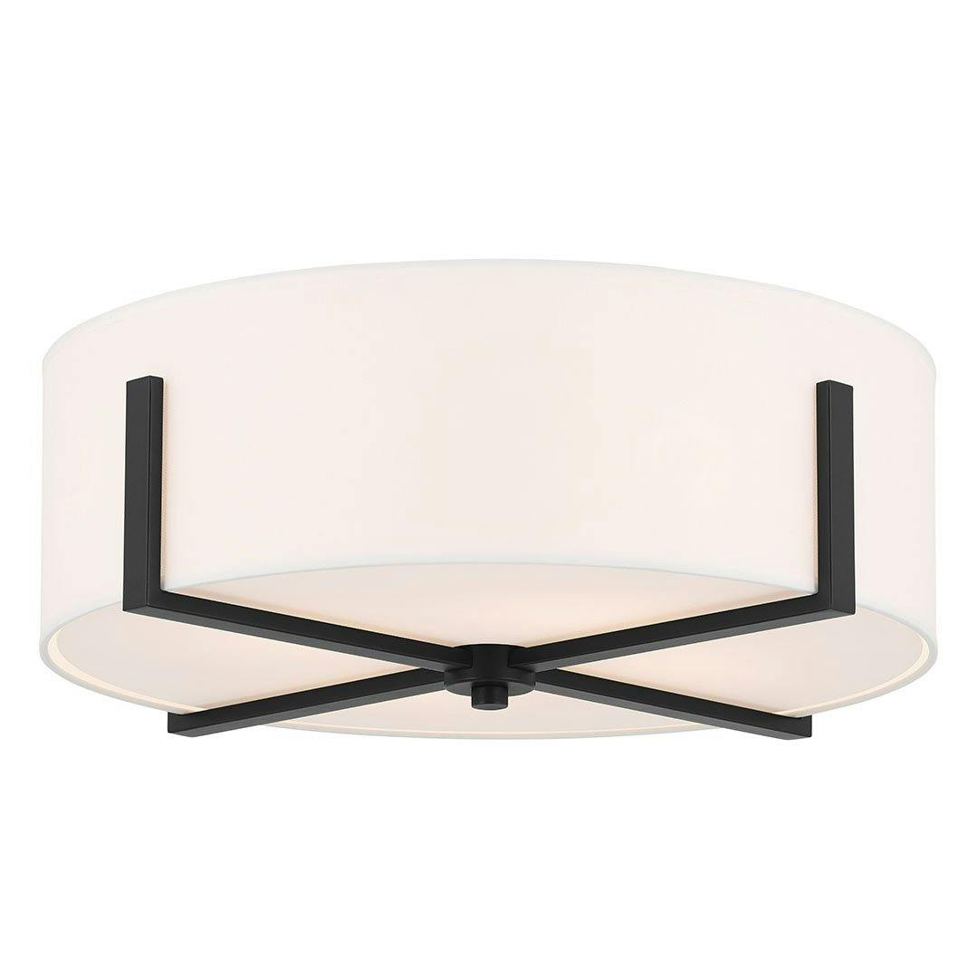 Malen 20 Inch 4 Light Flush Mount with White Fabric Shade in Black on a white background