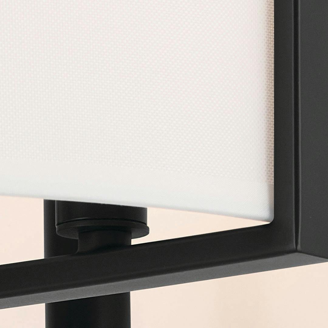 Close up of the Malen 15.5 Inch 4 Light Semi-Flush with White Fabric Shade in Black