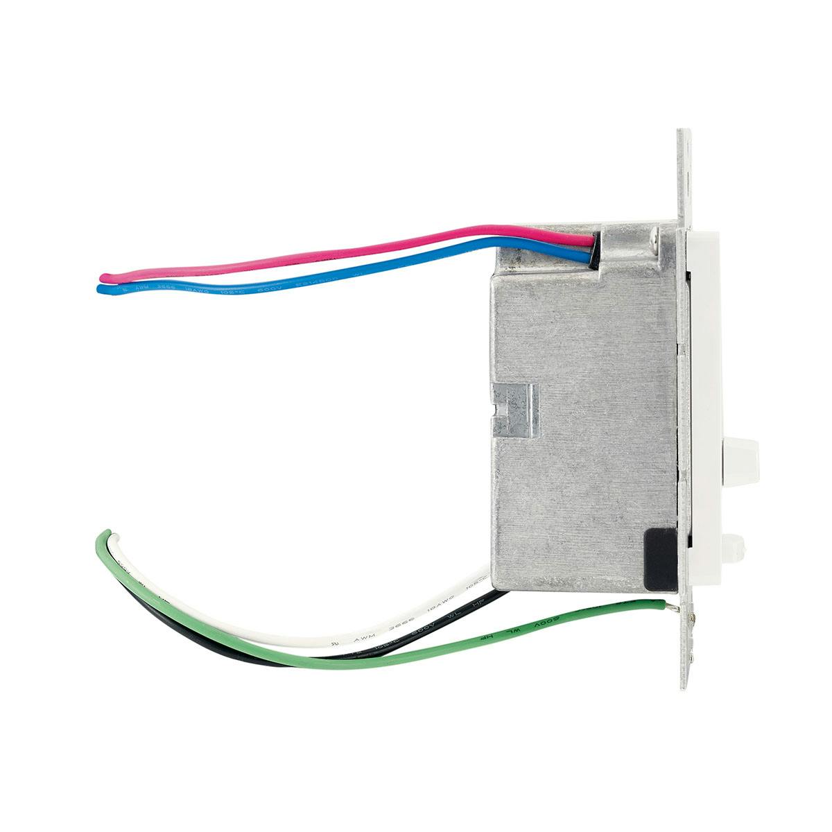 Profile view of the 4DD 12V LED Driver + Dimmer - 40W White on a white background