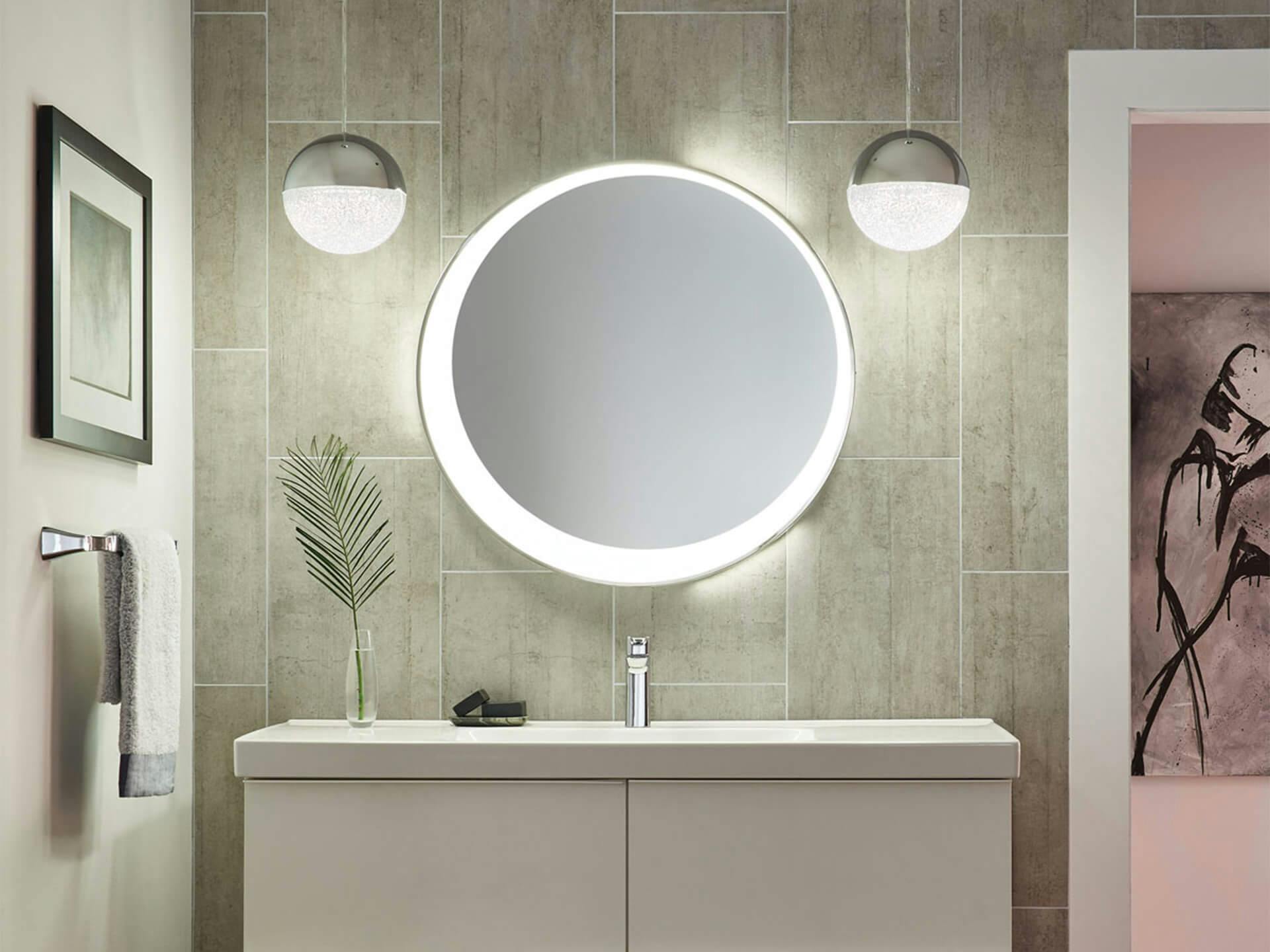 Bathroom vanity with pendant lights