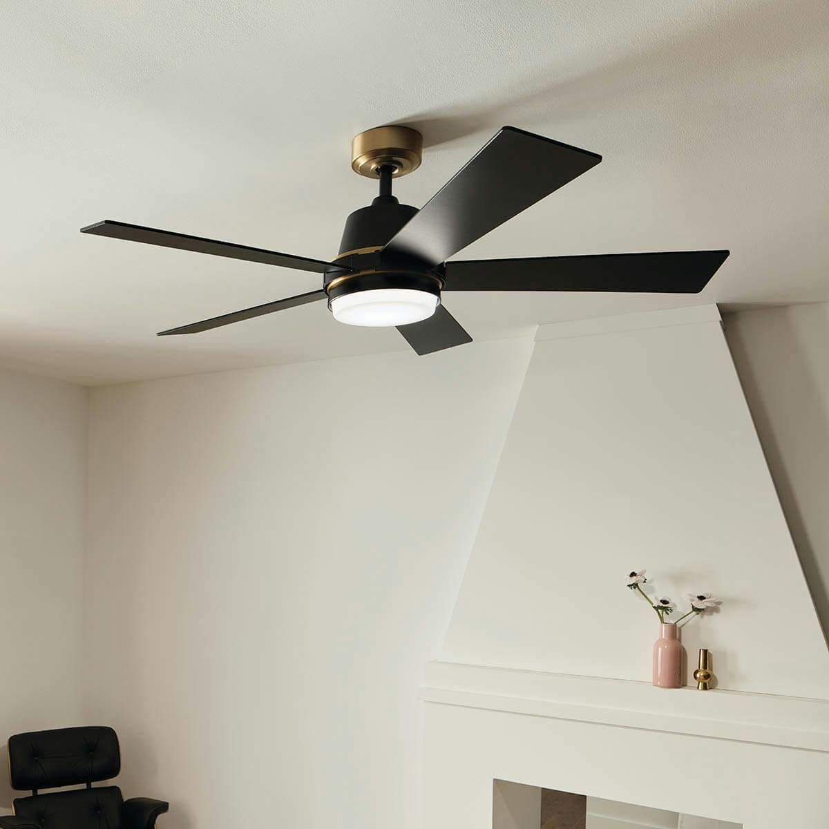 Day time Living Room with Grace 52"  Ceiling Fan Satin Black