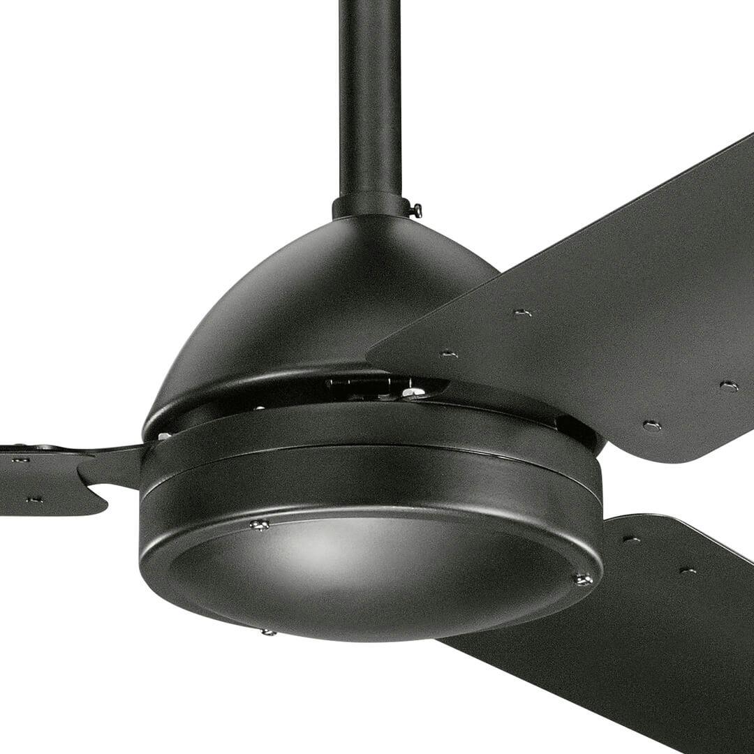 Close up of Todo 56" Ceiling Fan Satin Black on a white background