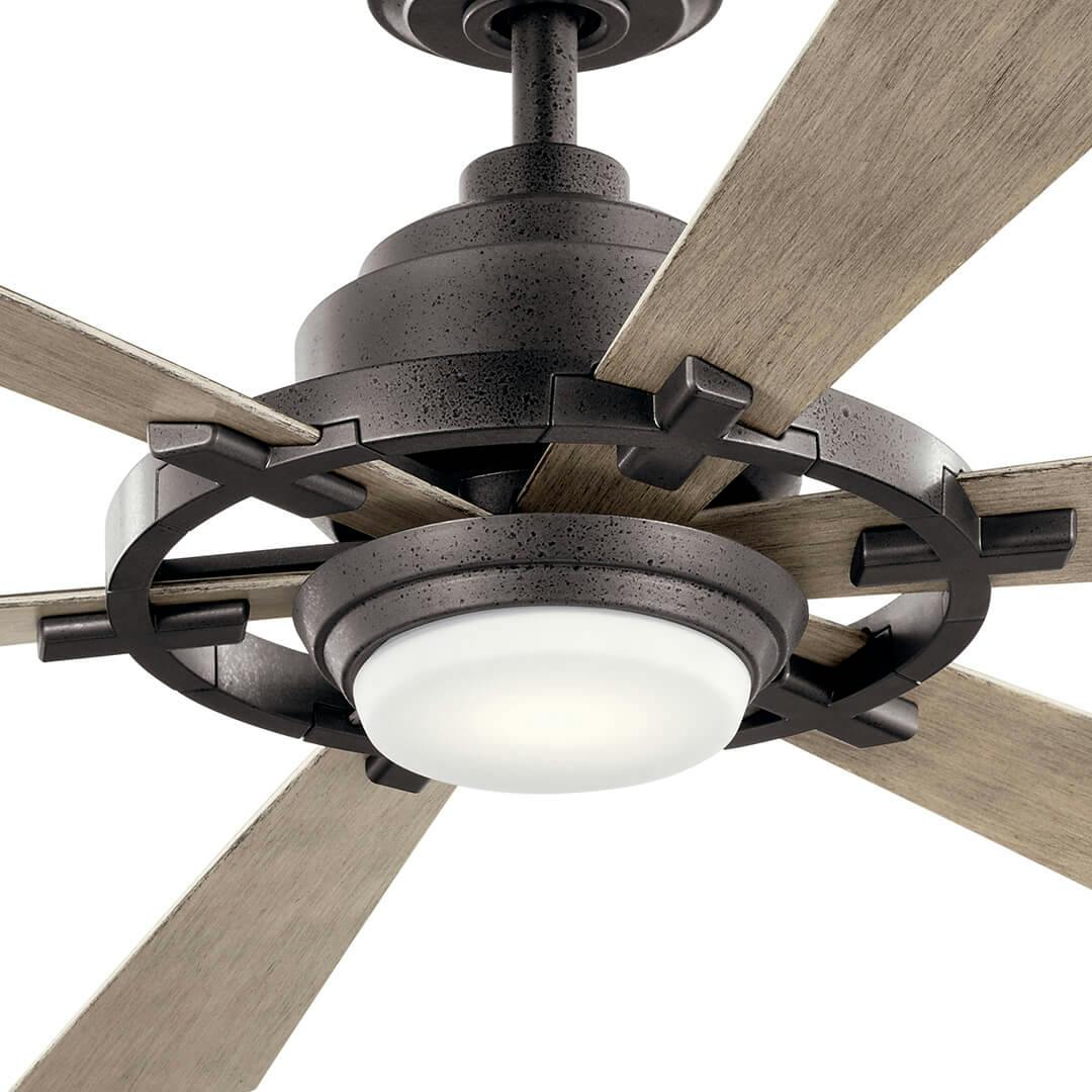 Day time living room with Gentry Lite LED 52" Ceiling Fan in Anvil Iron