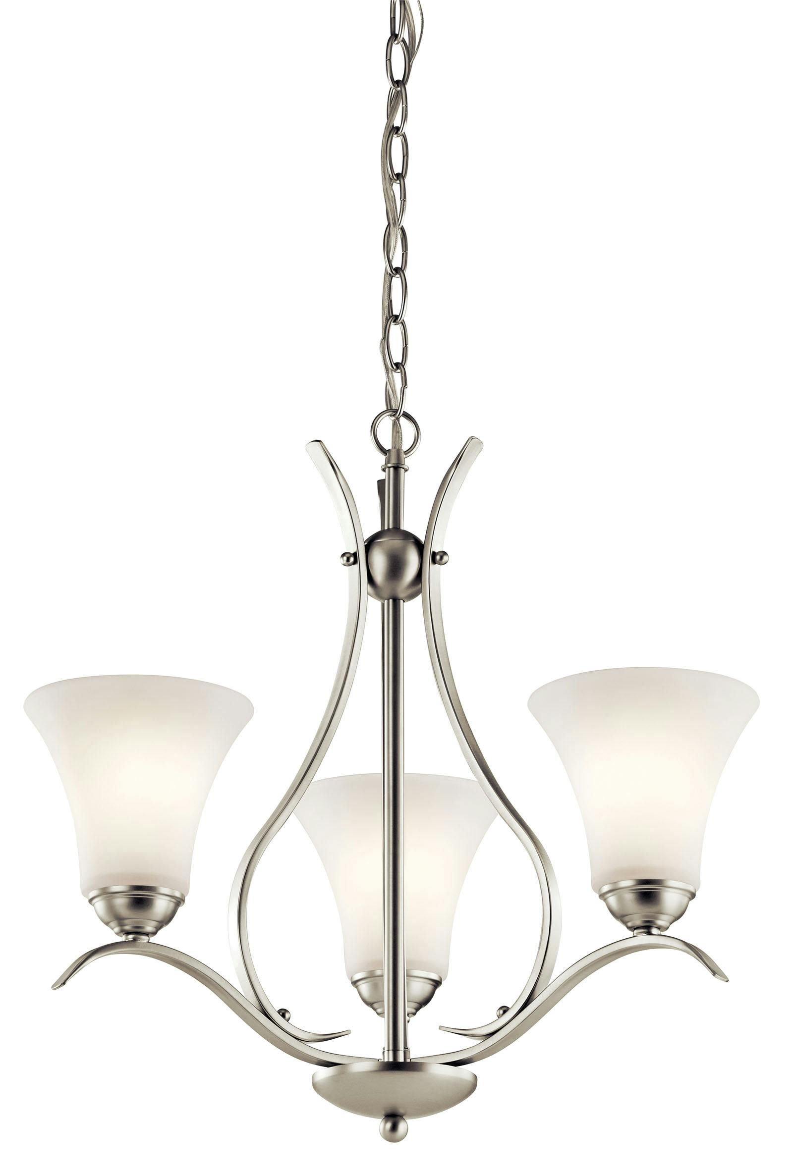 Keiran™ 3 Light Chandelier Brushed Nickel on a white background