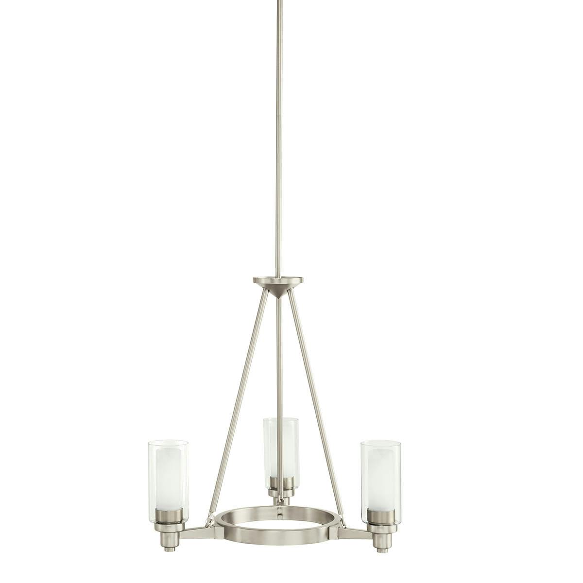 Circolo 3 Light Chandelier Brushed Nickel on a white background