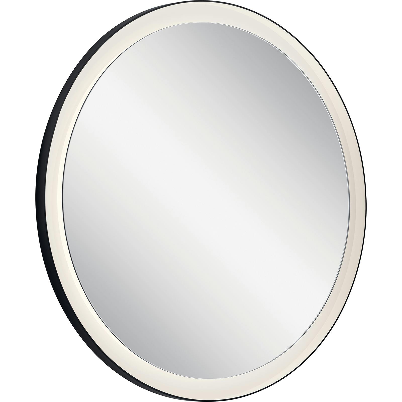 Ryame™ Round Lighted Mirror Black on a white background