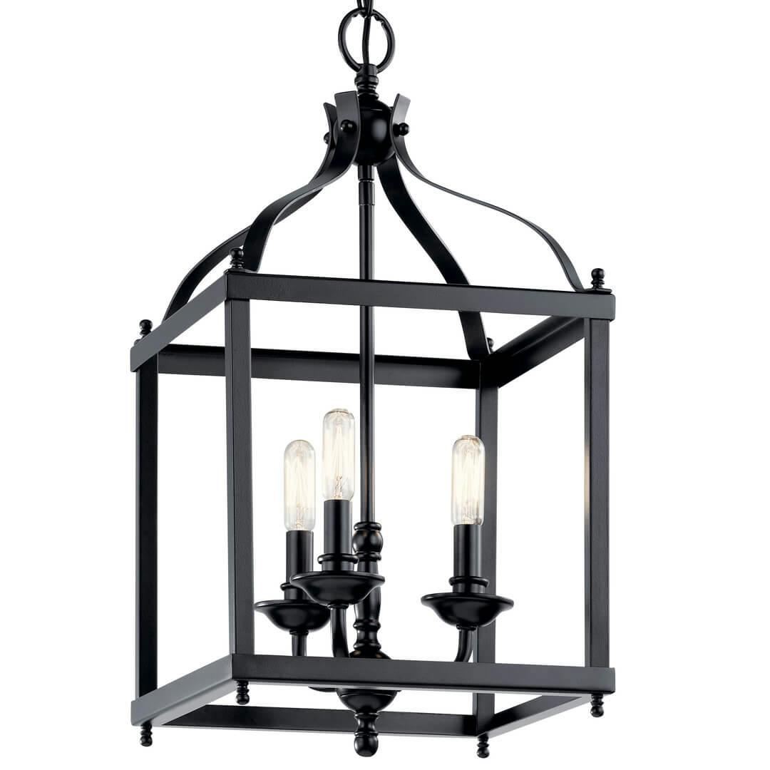 Close up the  Larkin 22.25" 3 Light Pendant in Black on a white background