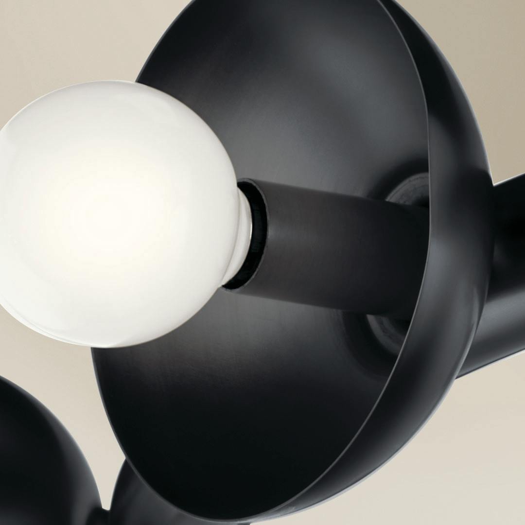 Close up view of the Palta 50 Inch 15 Light Chandelier in Black