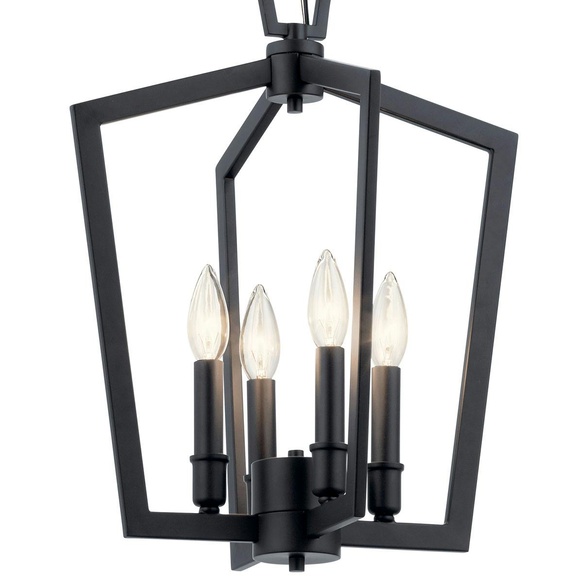 Close up view of the Abbotswell 19" 4 Light Pendant Black on a white background