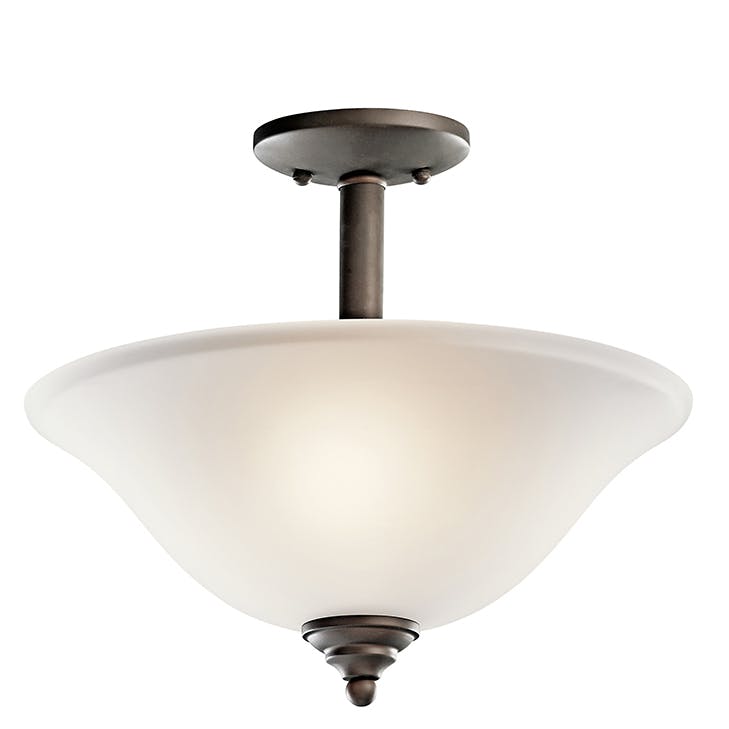 Product image of the 3694OZWL18 shown hung as a semi flush