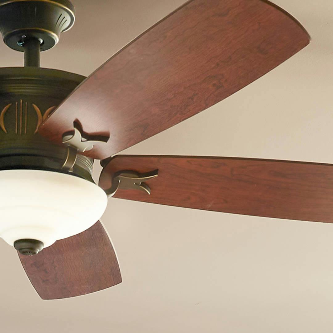 Day time living room with 56" Crescent 5 Blade LED Indoor Ceiling Fan Olde Bronze