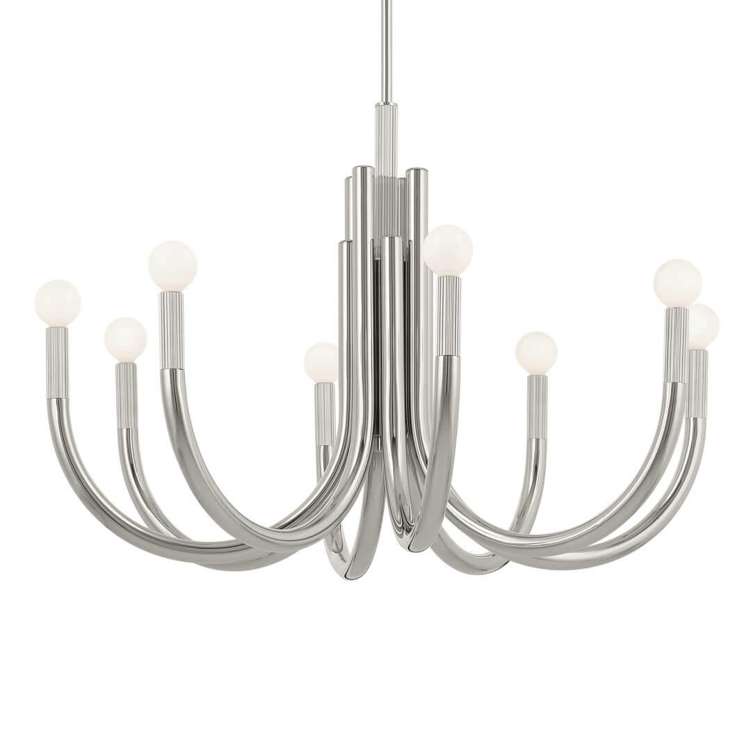 Odensa 29.25 Inch 8 Light Chandelier in Polished Nickel on a white background