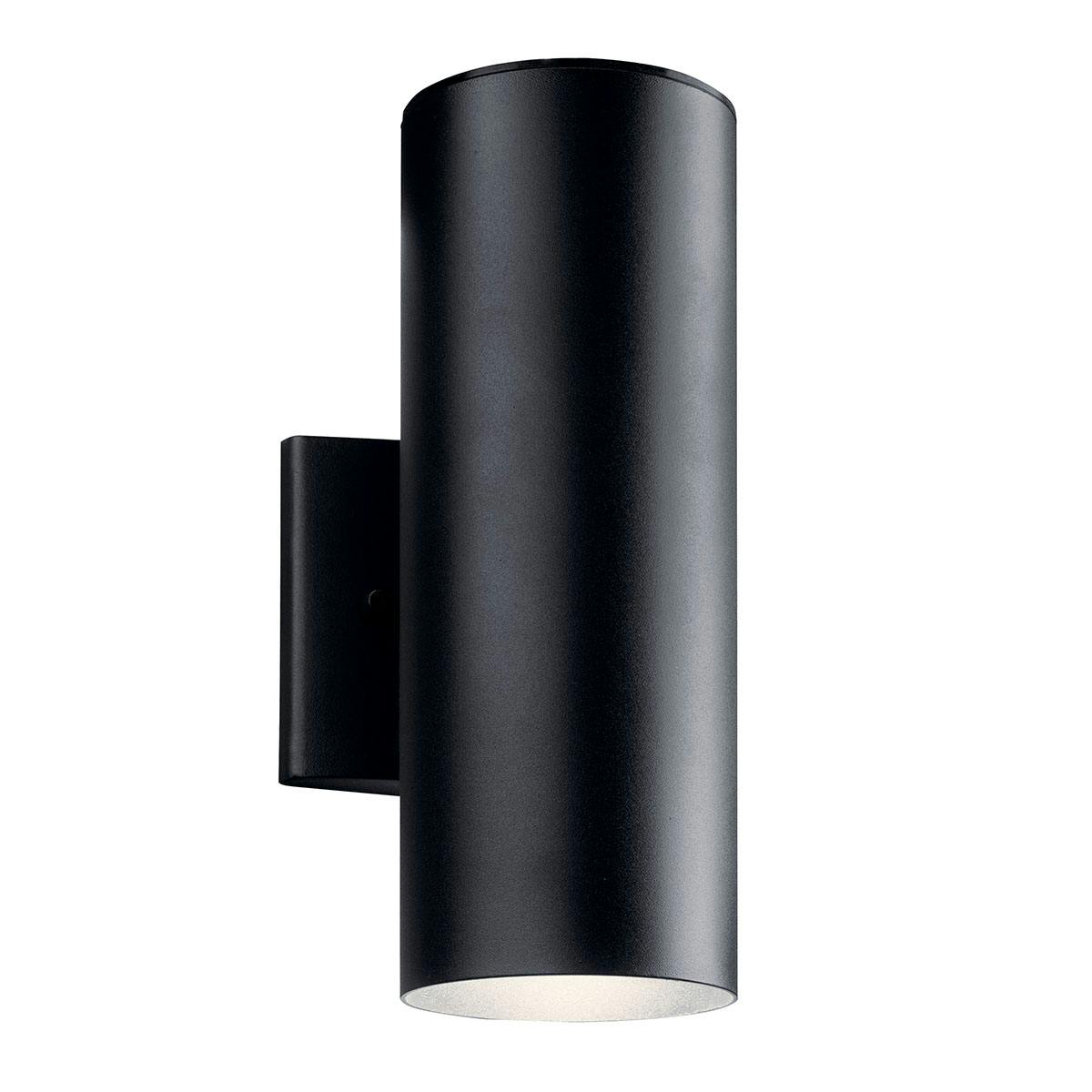 Cylinder 3000K LED 12" Wall Light Black on a white background