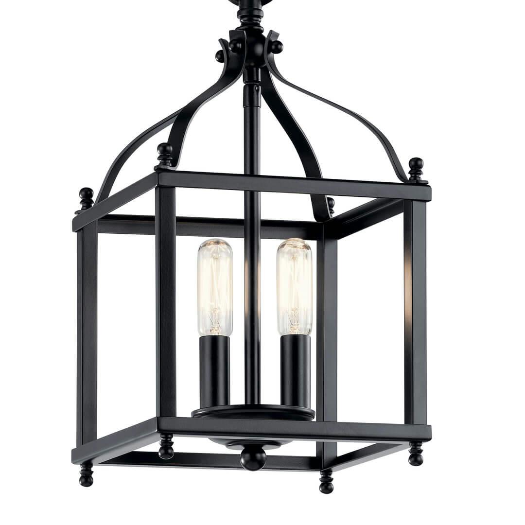 Close up the  Larkin 14.75" 2 Light Pendant in Black on a white background