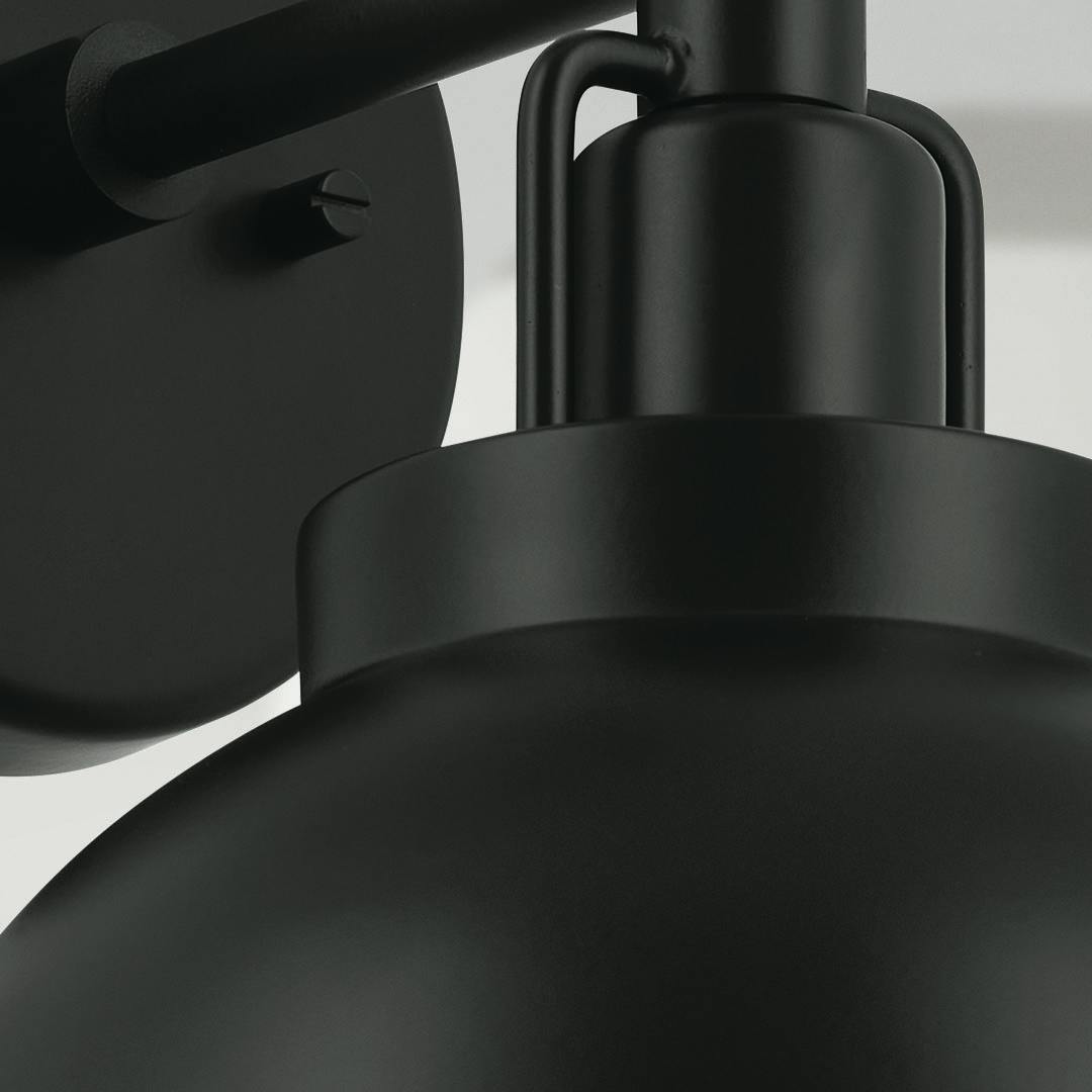  Close up of the Niva 11.25 Inch 1 Light Convertible Semi Flush with Satin Etched Cased Opal Glass in Black