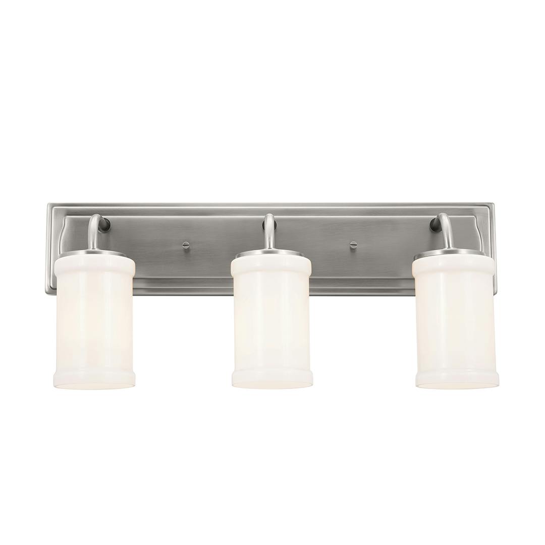 front view of Vetivene 3 Light Vanity Light Classic Pewter on a white background