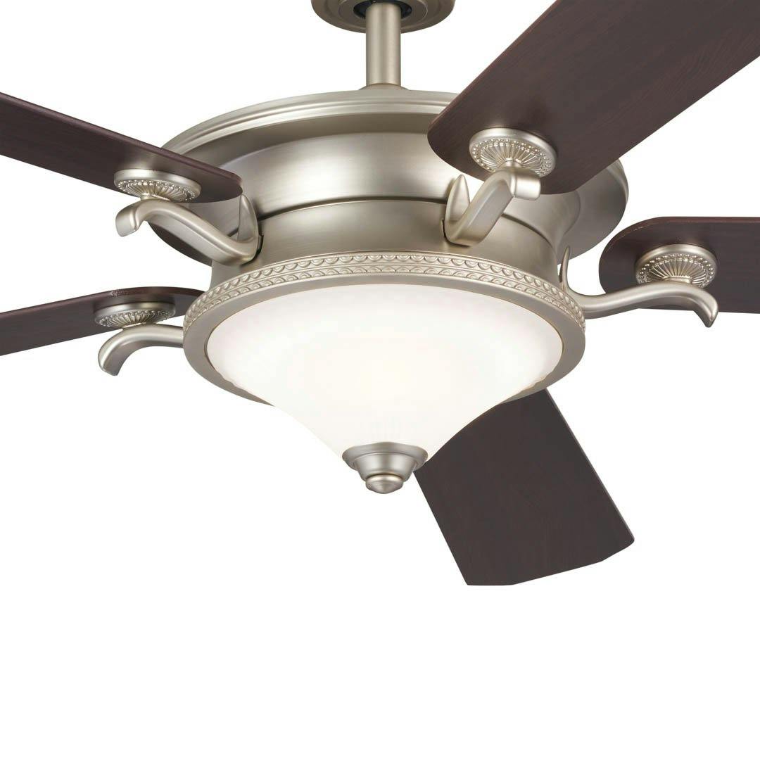 60" Rise 5 Blade LED Indoor Ceiling Fan Brushed Nickel on a white background