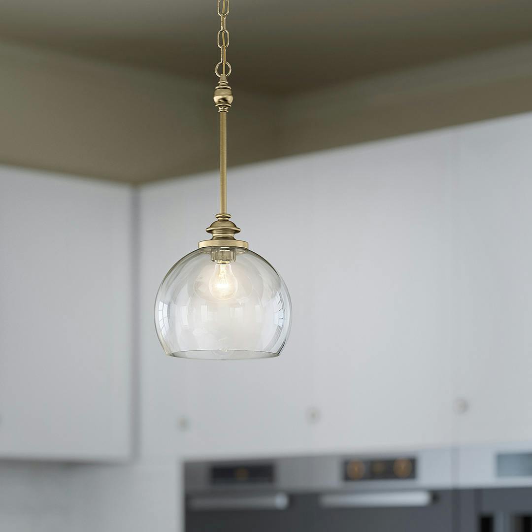 Day time kitchen with Lecelles 11" 1 Light Pendant Polished Nickel