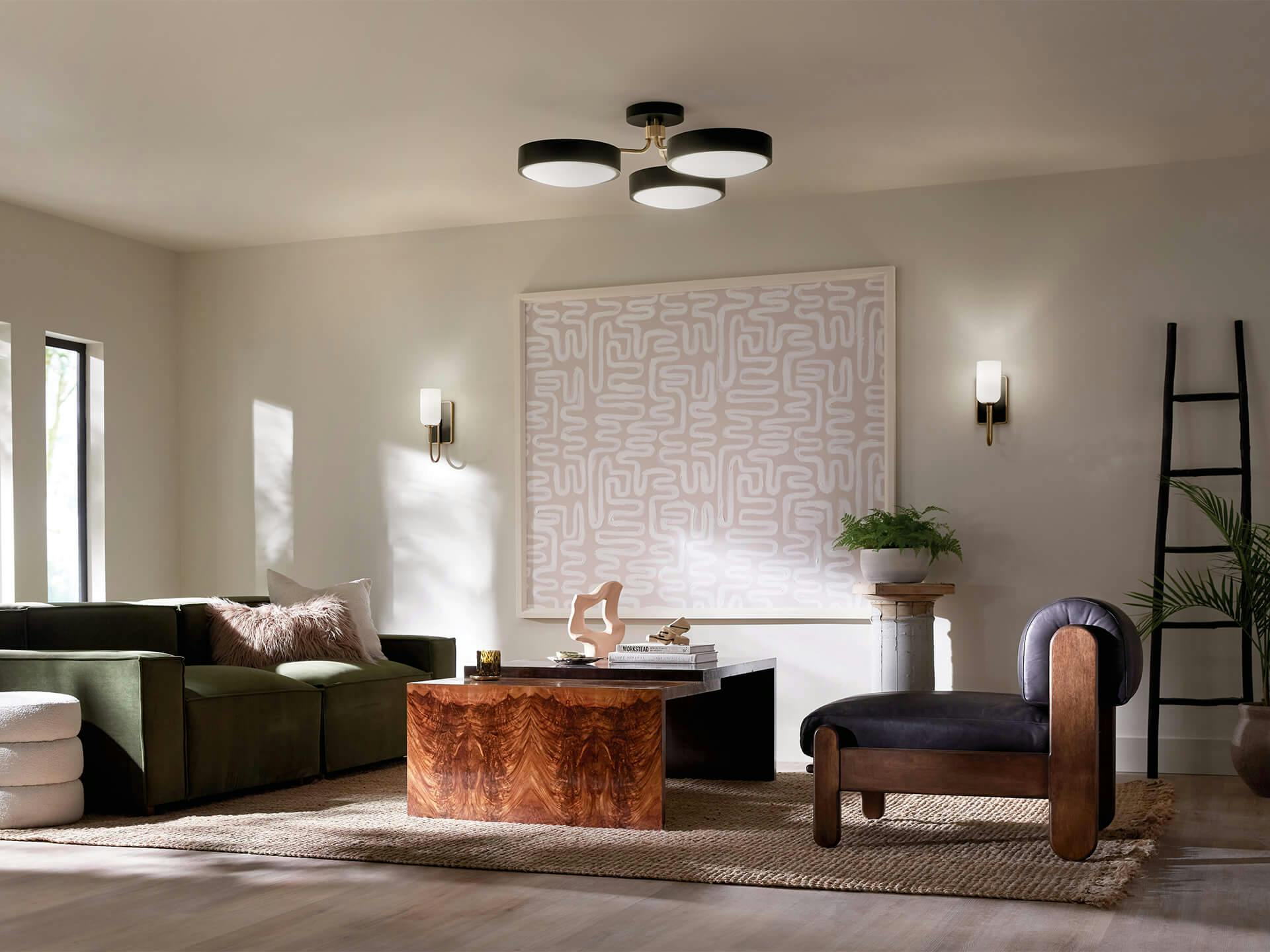 Living room with Sago ceiling light in daytime