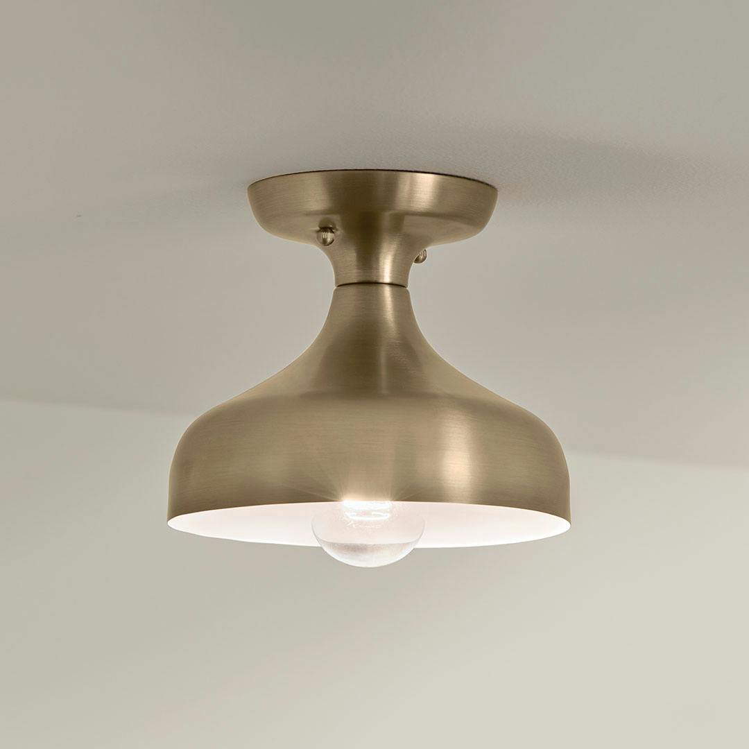 Hallway in the day time with the Sisu 7 Inch 1 Light Semi Flush in Champagne Bronze