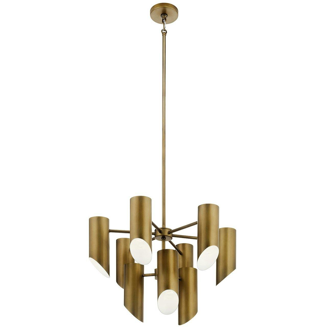 Trentino 9 Light Chandelier Natural Brass on a white background