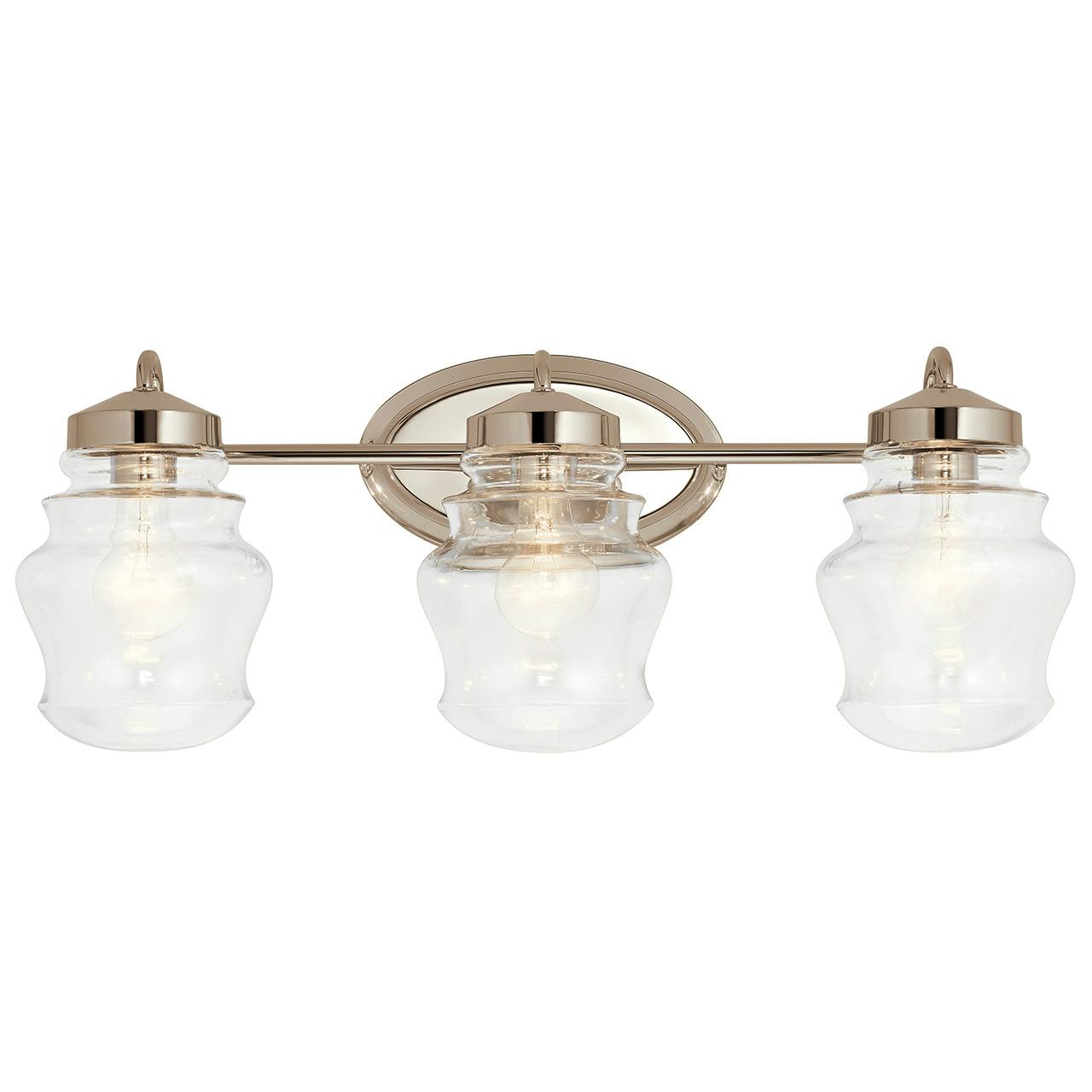 The Janiel 3 Light Vanity Light Nickel facing down on a white background