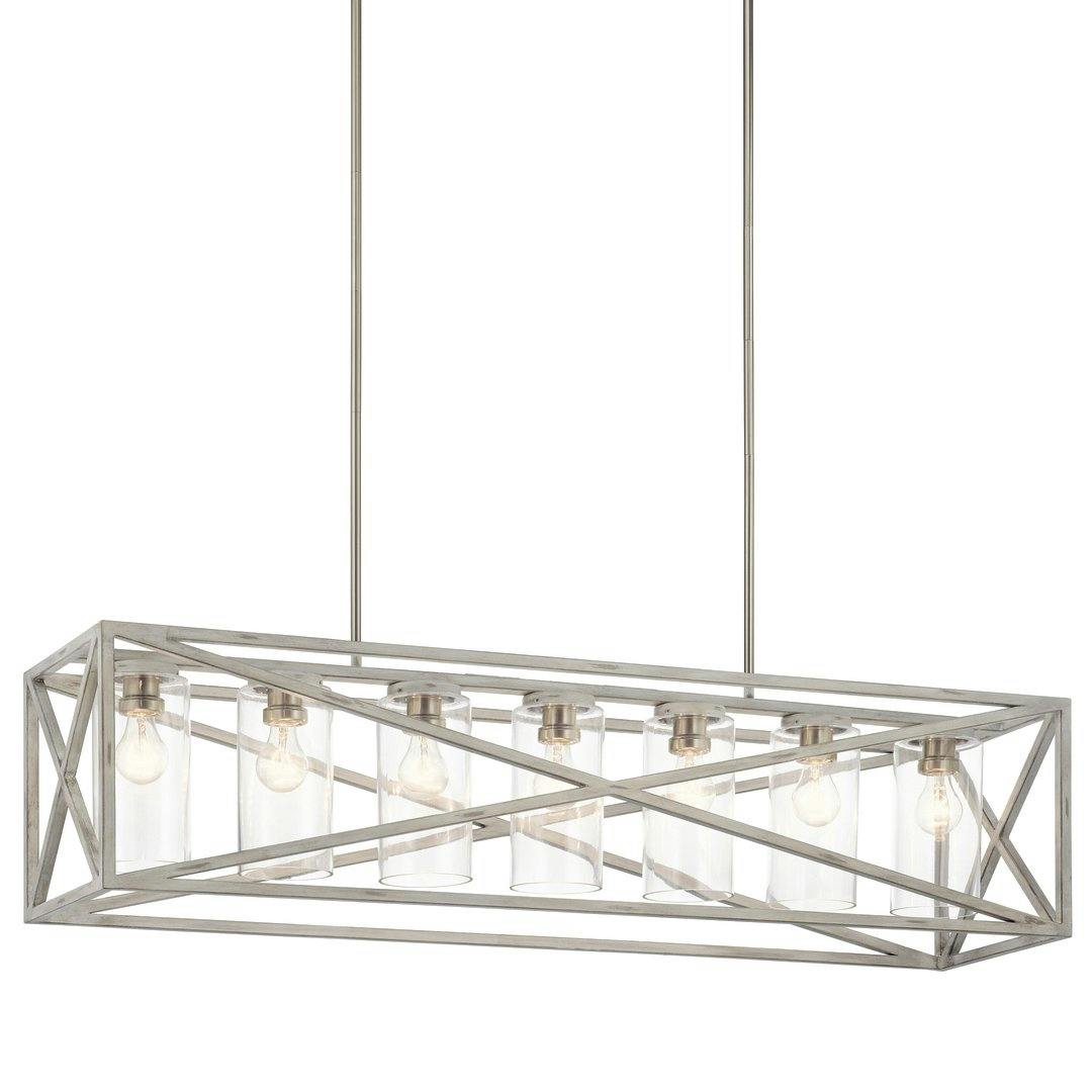 Moorgate 7 Light Linear Chandelier White on a white background