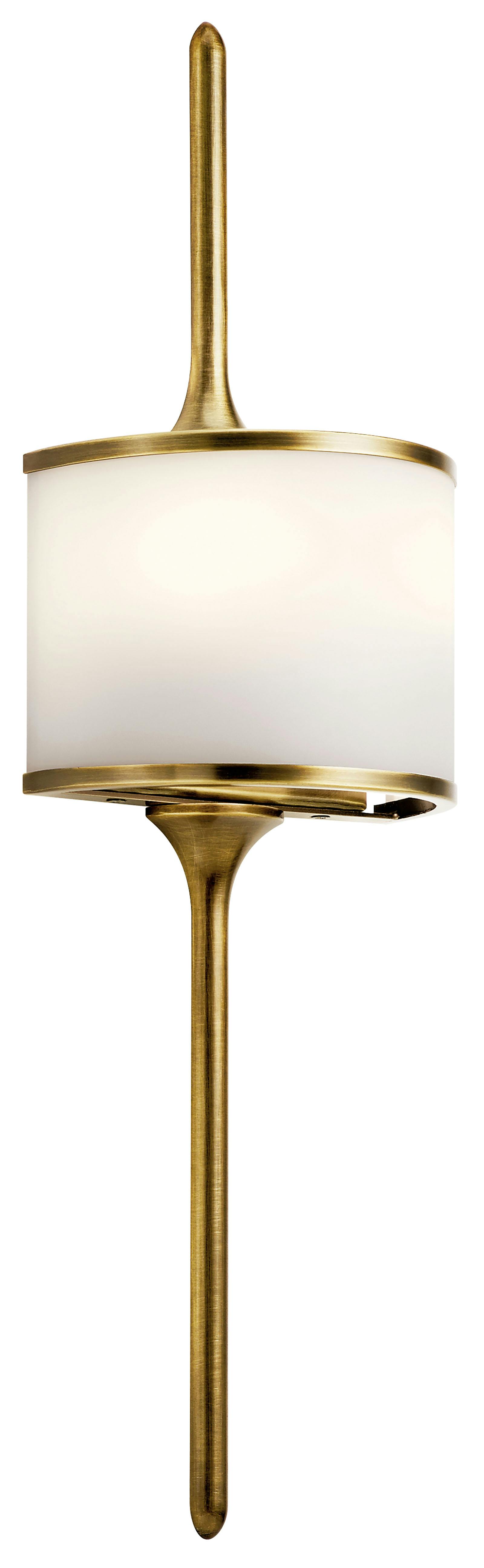 Mona 2 Light Halogen Sconce Natural Brass on a white background
