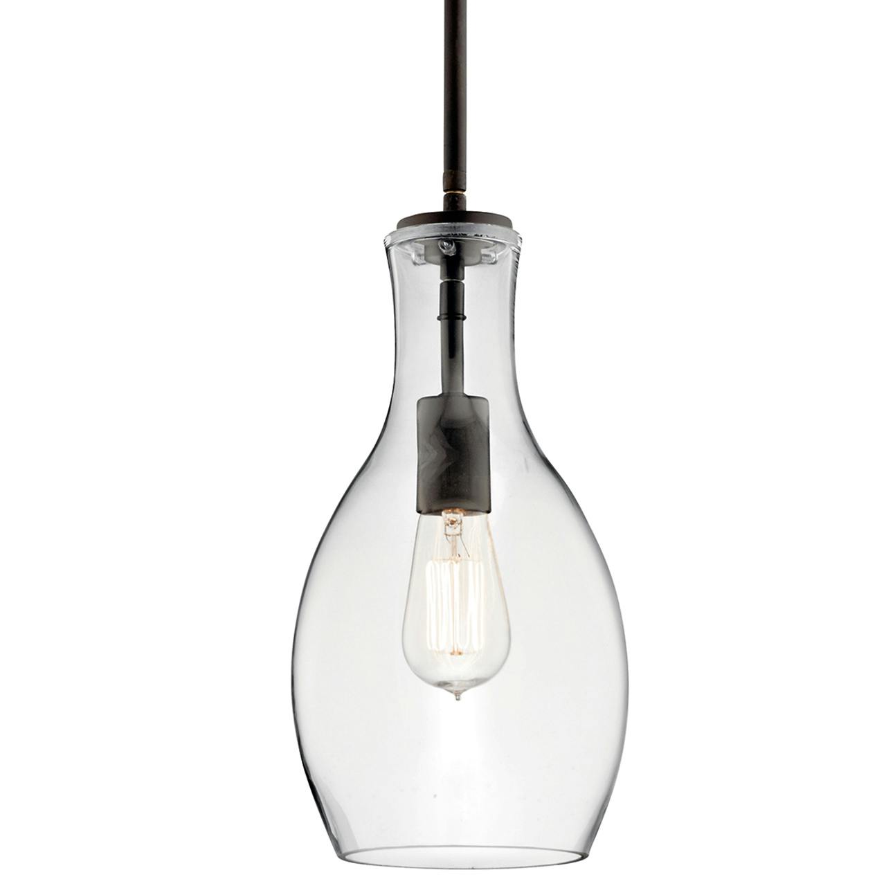Everly 13.75" Pendant Clear Glass Bronze without the canopy on a white background