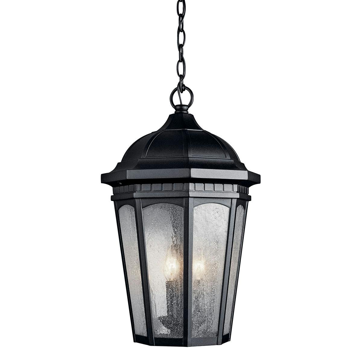 Courtyard™ 3 Light Pendant Textured Black on a white background