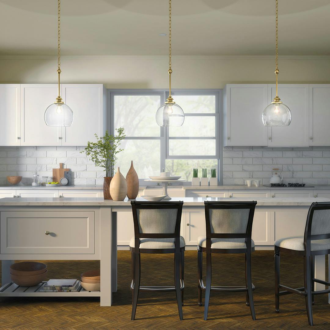 Day time kitchen with Lecelles 11" 1 Light Pendant Classic Bronze