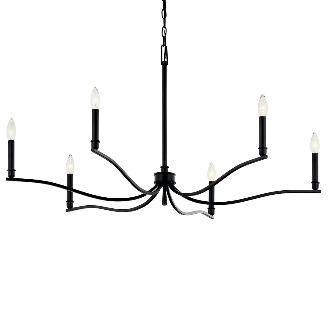 The Malene 42 Inch 6 Light Chandelier in Black on a white background