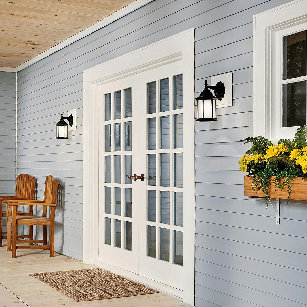 Day time Exterior image featuring Chesapeake outdoor wall light 9776BKS