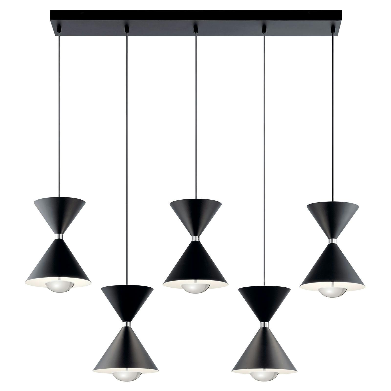 Profile view of the Kordan™ 5 Light Pendant Cluster Black on a white background