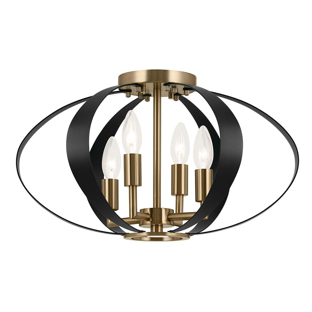 Cecil 17.75 Inch 4 Light Oval Flush Mount in Champagne Bronze and Black on a white background