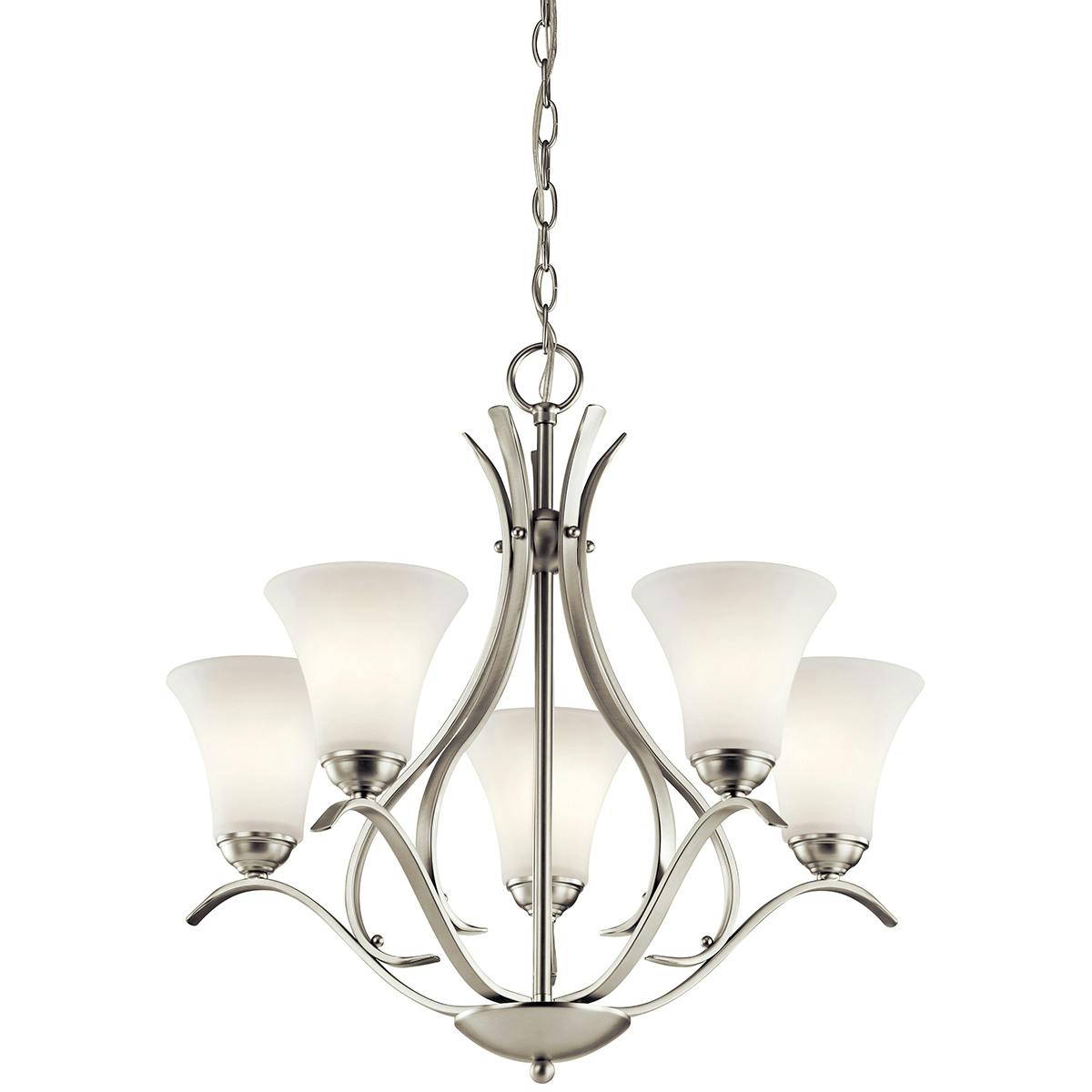 Keiran™ 5 Light Chandelier Brushed Nickel on a white background