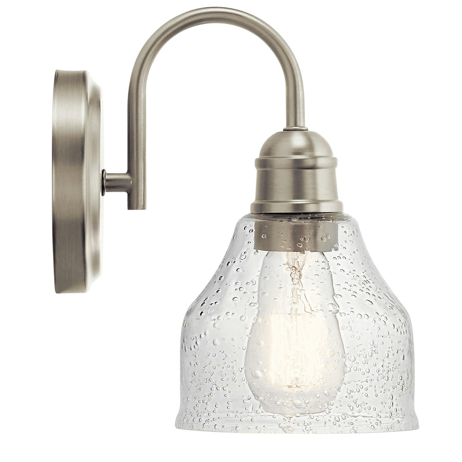 Profile view of the Avery 9.25" 1 Light Vanity Light Nickel on a white background