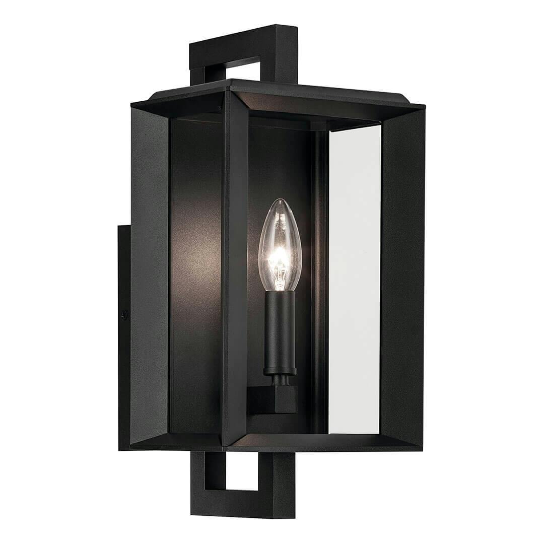 The Kroft 14" 1 Light Outdoor Wall Light with Clear Glass in Textured Black on a white background