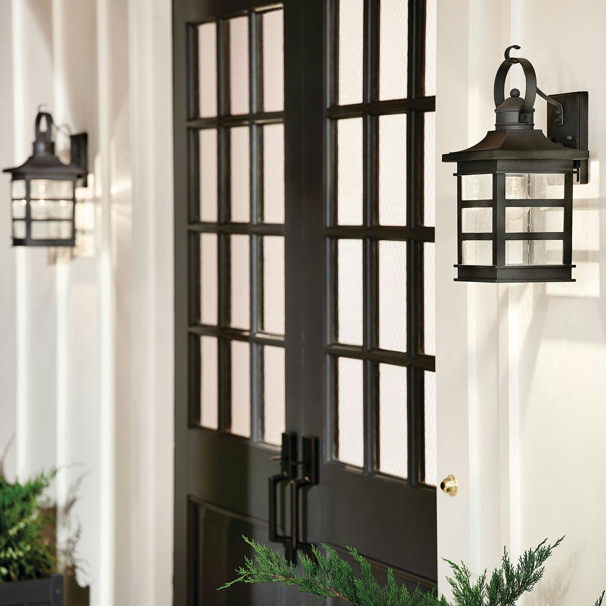 Day time outdoor entryway image featuring Grand Ridge outdoor wall light 39536