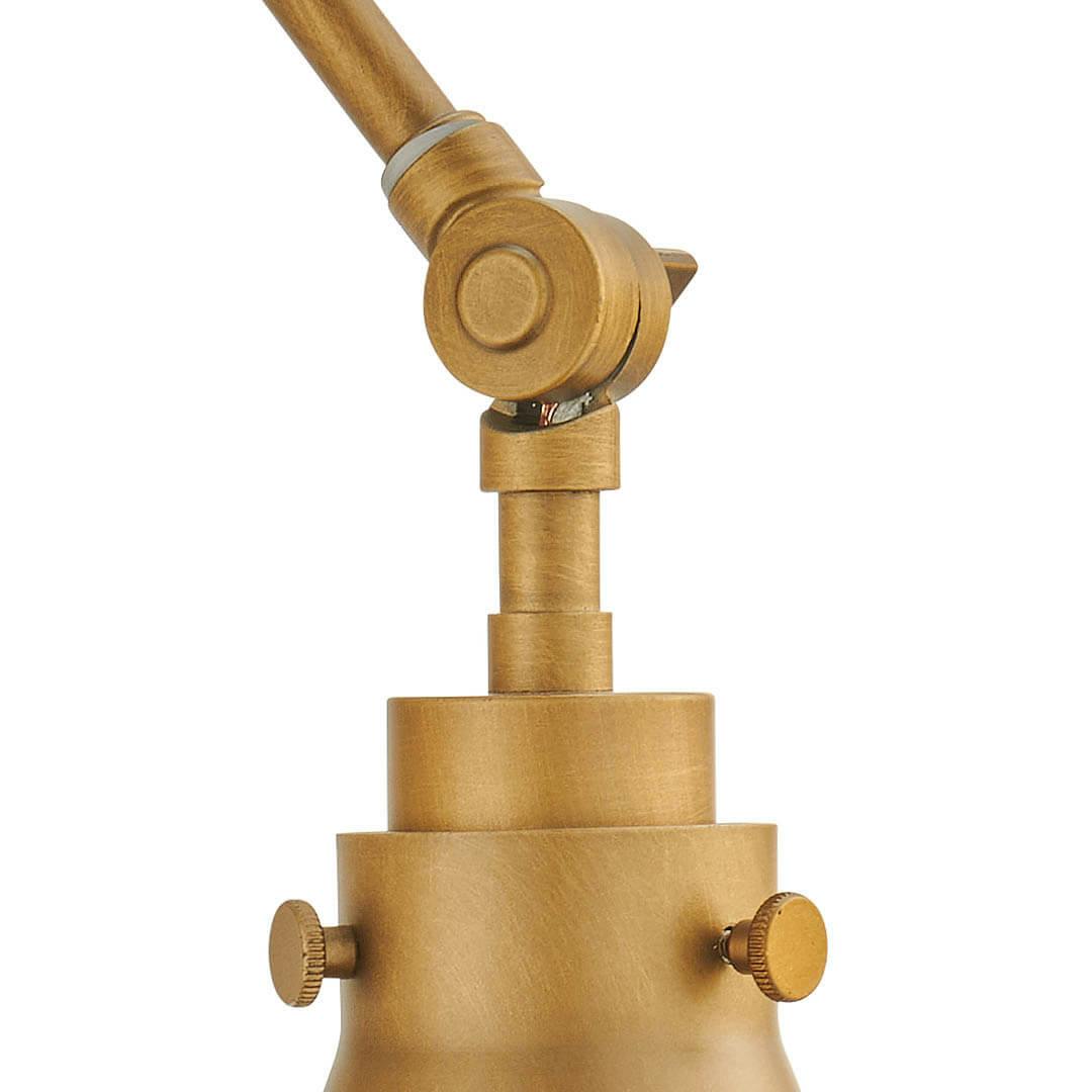 Close up of the Rosewood 20 Inch 1 Light Plug-In Wall Sconce in Natural Brass on a white background