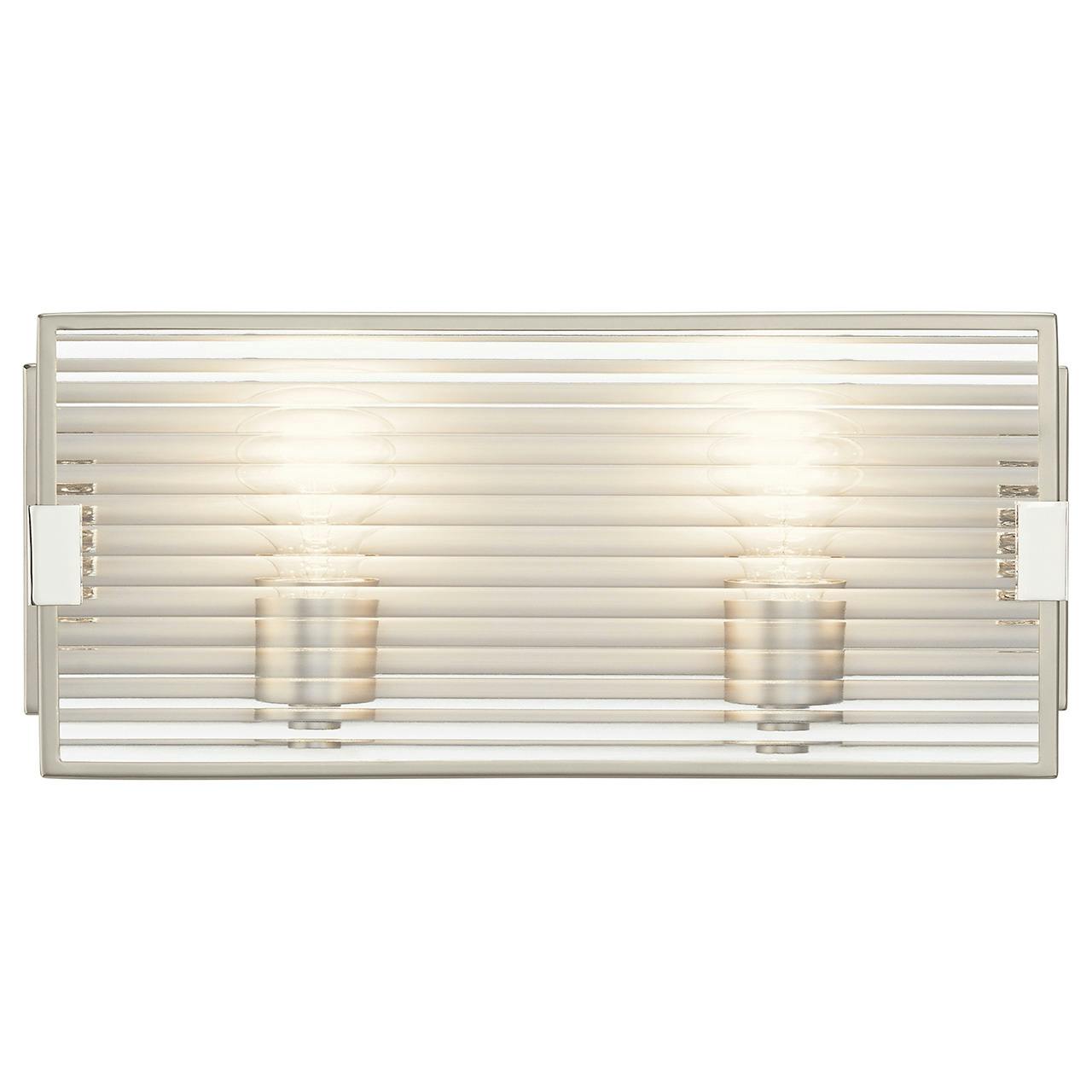 Front view of the Logan 15" Linear Vanity Light Nickel on a white background