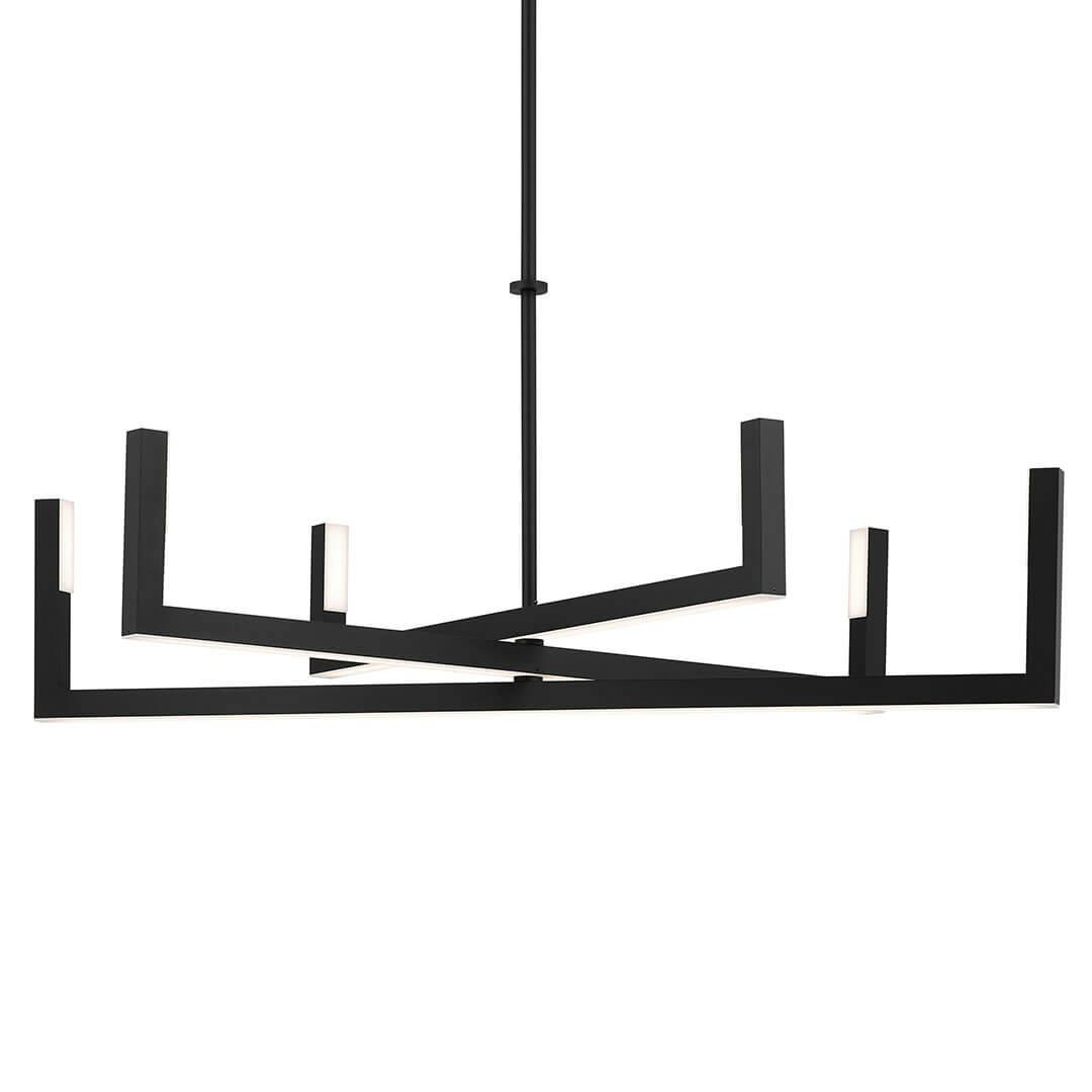 The Priam 43.75 Inch 6 Light LED Chandelier in Matte Black on a white background